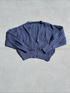 Loewe Pleated Cropped Wool Cardigan
